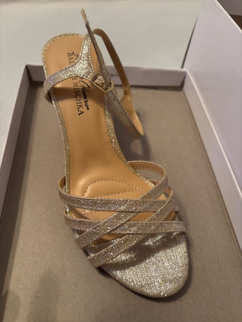 Badgley Mischka Sparkling Gold Strappy Sandal